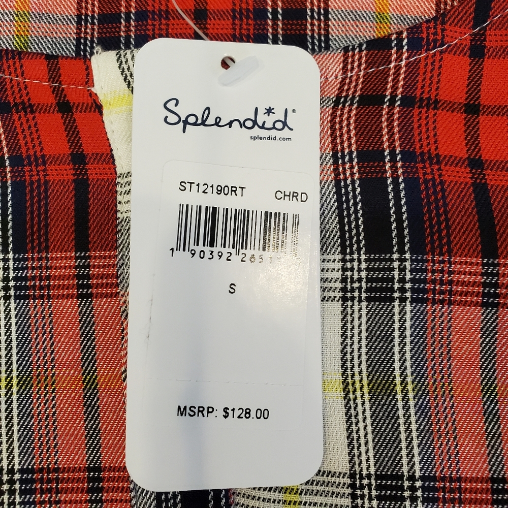 Splendid Plaid Button Front Ruffle Sleeve Top - Picture 8 of 14